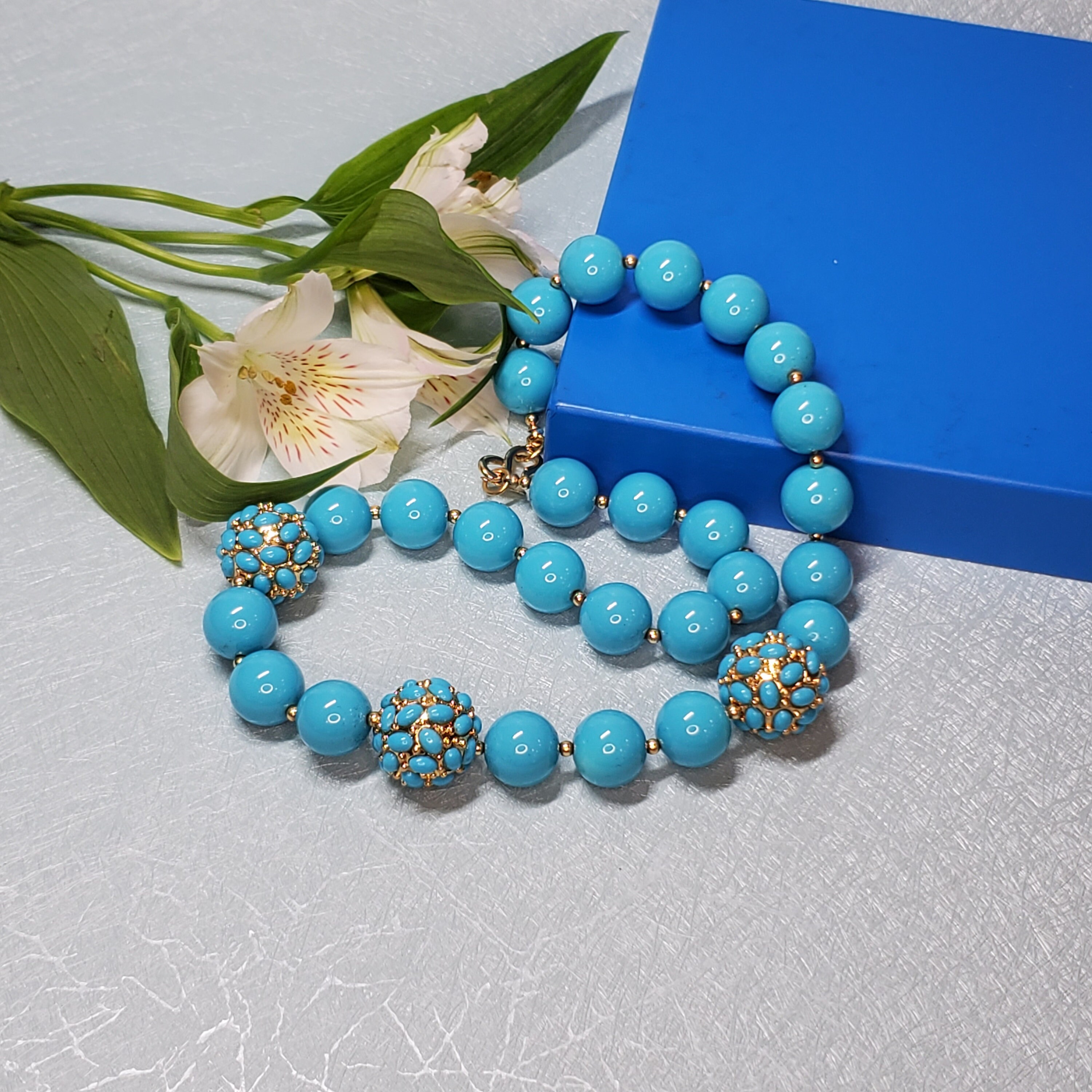 Vintage KJL Necklace, KJL Jewelry Sky Blue Necklace, Jay Lane