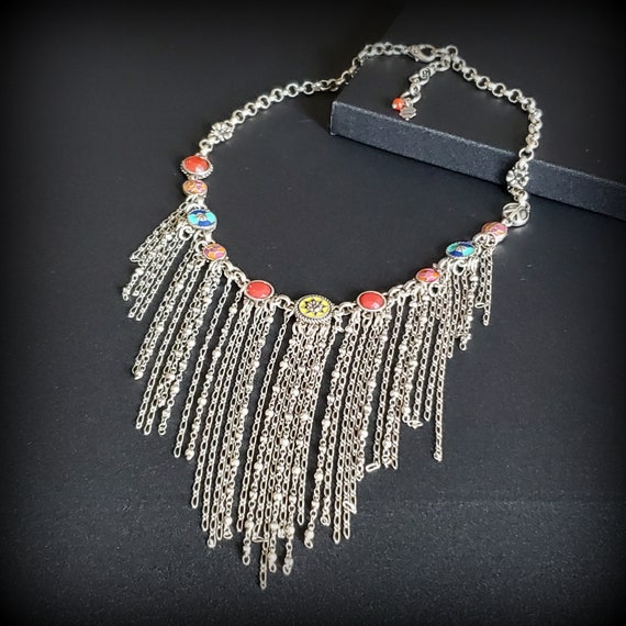 Vintage Lucky Brand multi-chain bib necklace, Sta… - image 1