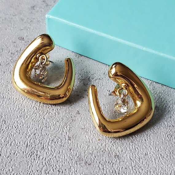 Vintage Extra large earrings statement silver gol… - image 10