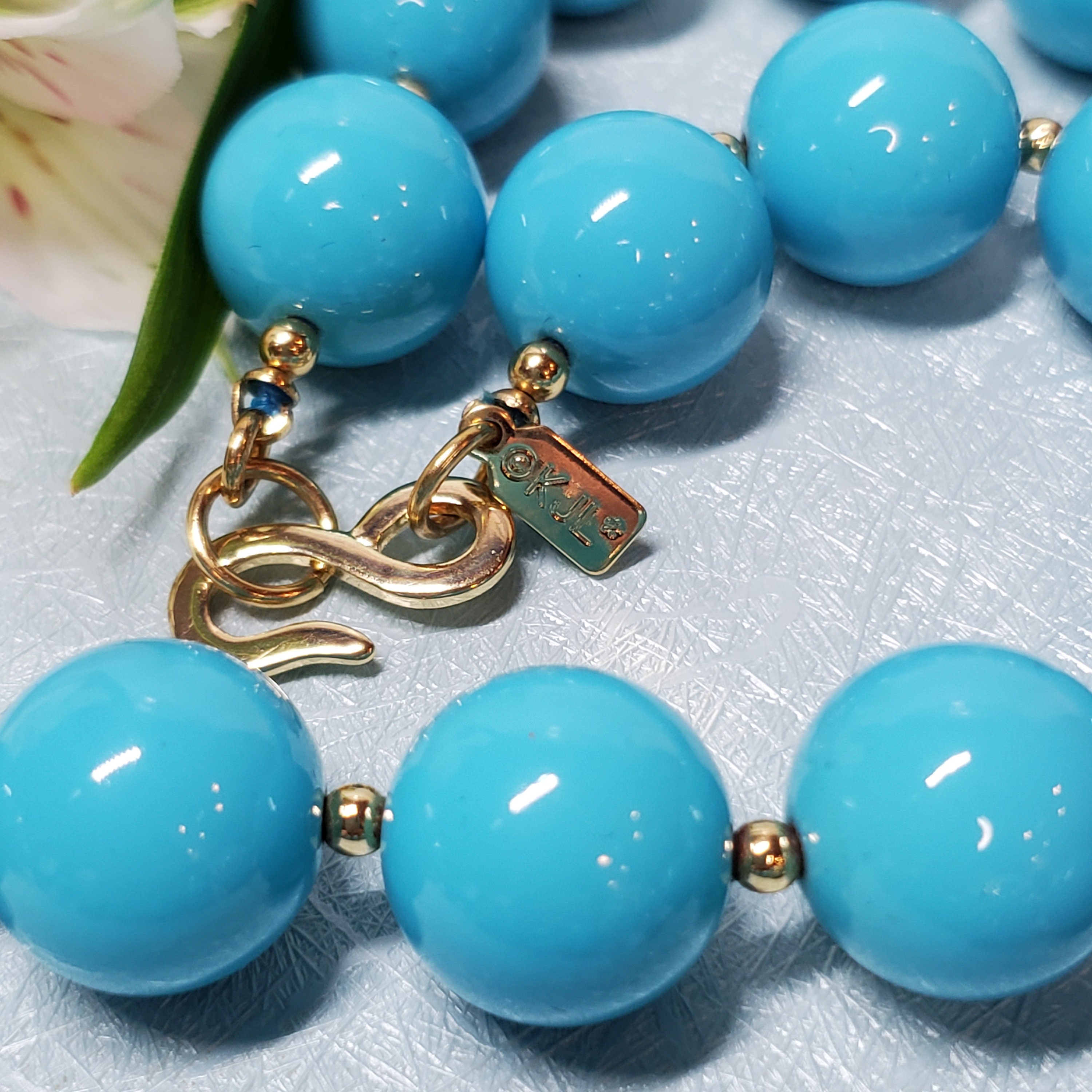 Vintage KJL Necklace, KJL Jewelry Sky Blue Necklace, Jay Lane