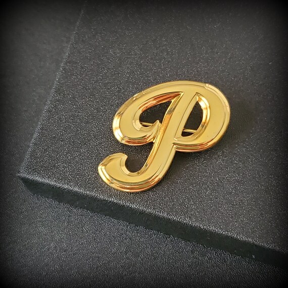 Letter P brooch monogram Initial Vintage Brooch p… - image 1