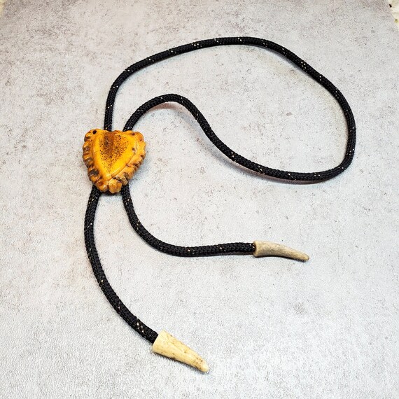 Vintage men bolo necklace, bone bolo tie for men,… - image 3