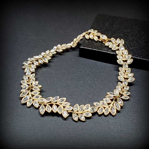 Vintage KJL jewelry, gold clear rhinestone neckla… - image 5