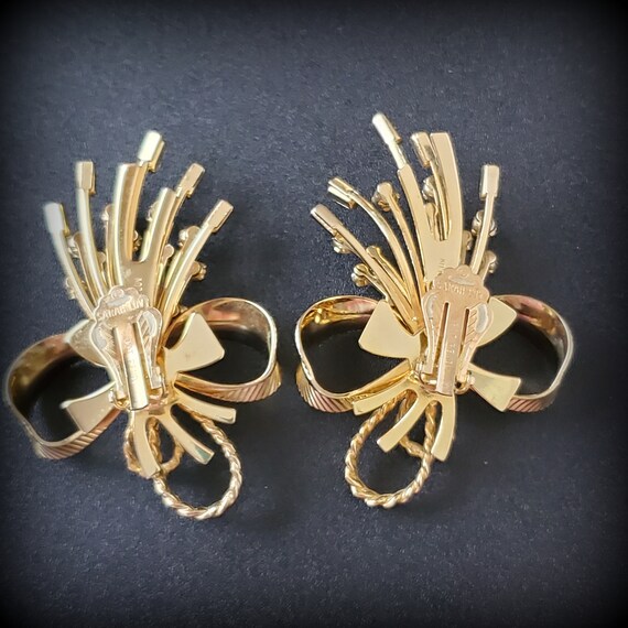 Vintage Sarah Coventry clip on earrings Bow rhine… - image 7