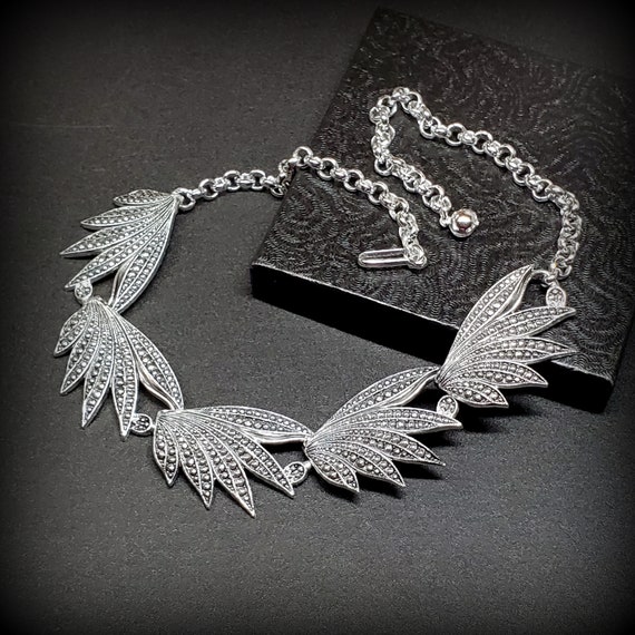 Vintage chunky chain necklace, eloxal aluminum fa… - image 1