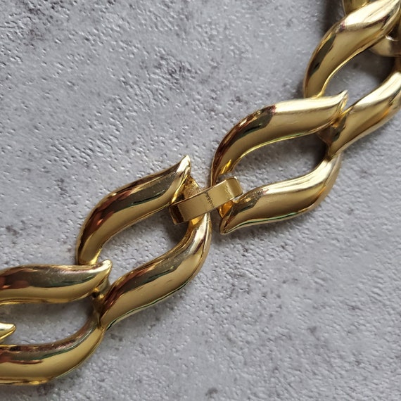 Vintage Gold chunky chain necklace, Brutalist ava… - image 10