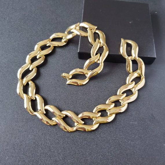 Vintage Gold chunky chain necklace, Brutalist ava… - image 1