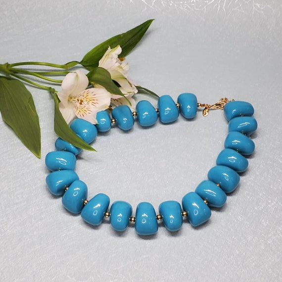 Vintage KJL jewelry blue necklace, Kenneth Jay La… - image 9