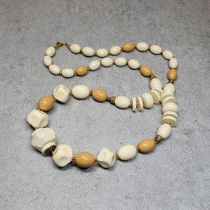 Vintage Trifari Chunky necklace,  beige beaded necklace costume jewelry