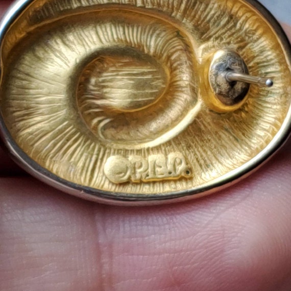 Swirl oval stud earrings, vintage Erwin Pearl run… - image 7