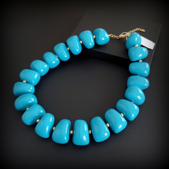 Vintage KJL jewelry blue necklace, Kenneth Jay La… - image 3