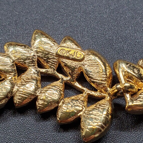 Vintage KJL jewelry, gold clear rhinestone neckla… - image 9