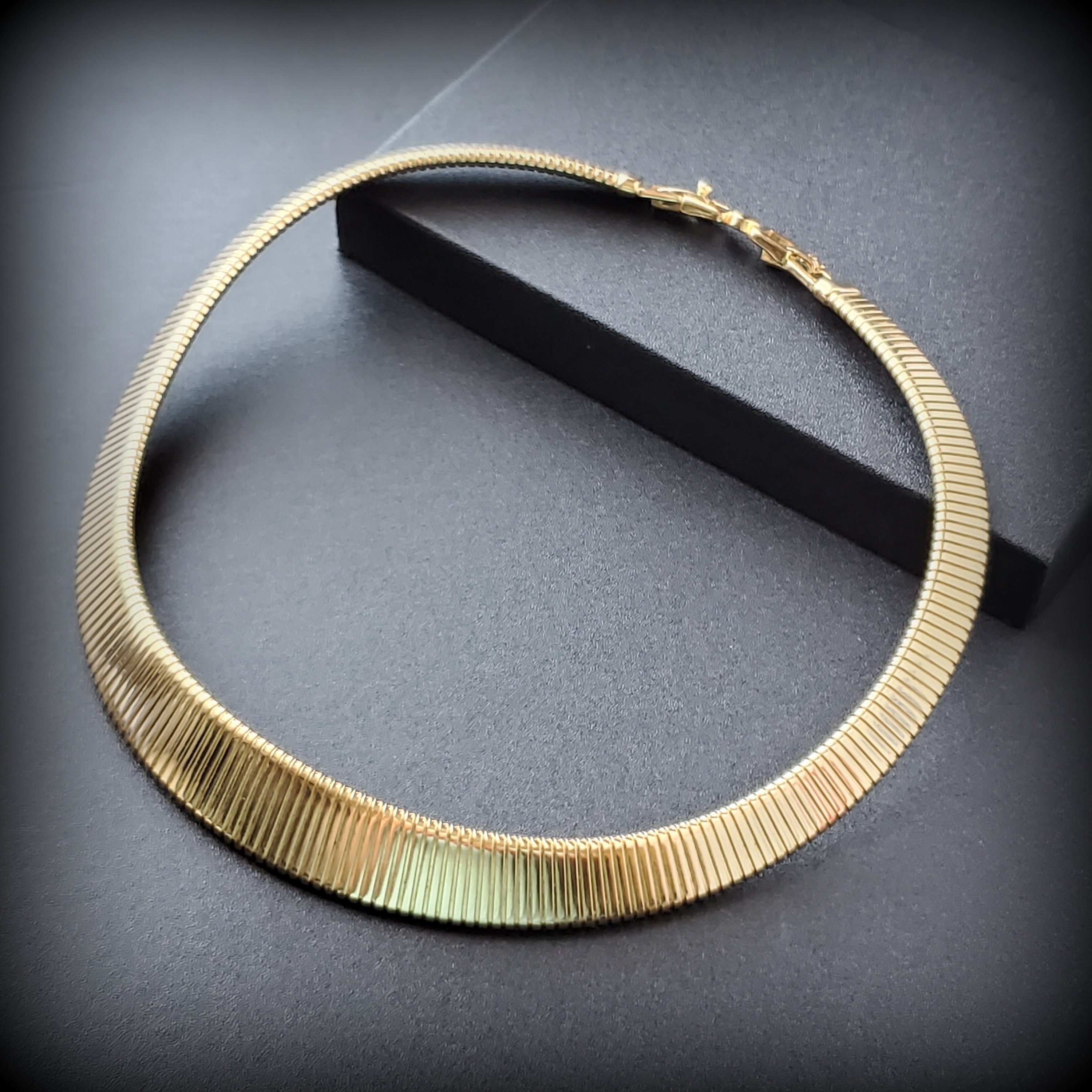 Vintage Monet Omega Collar, Vintage Flat Snake Necklace