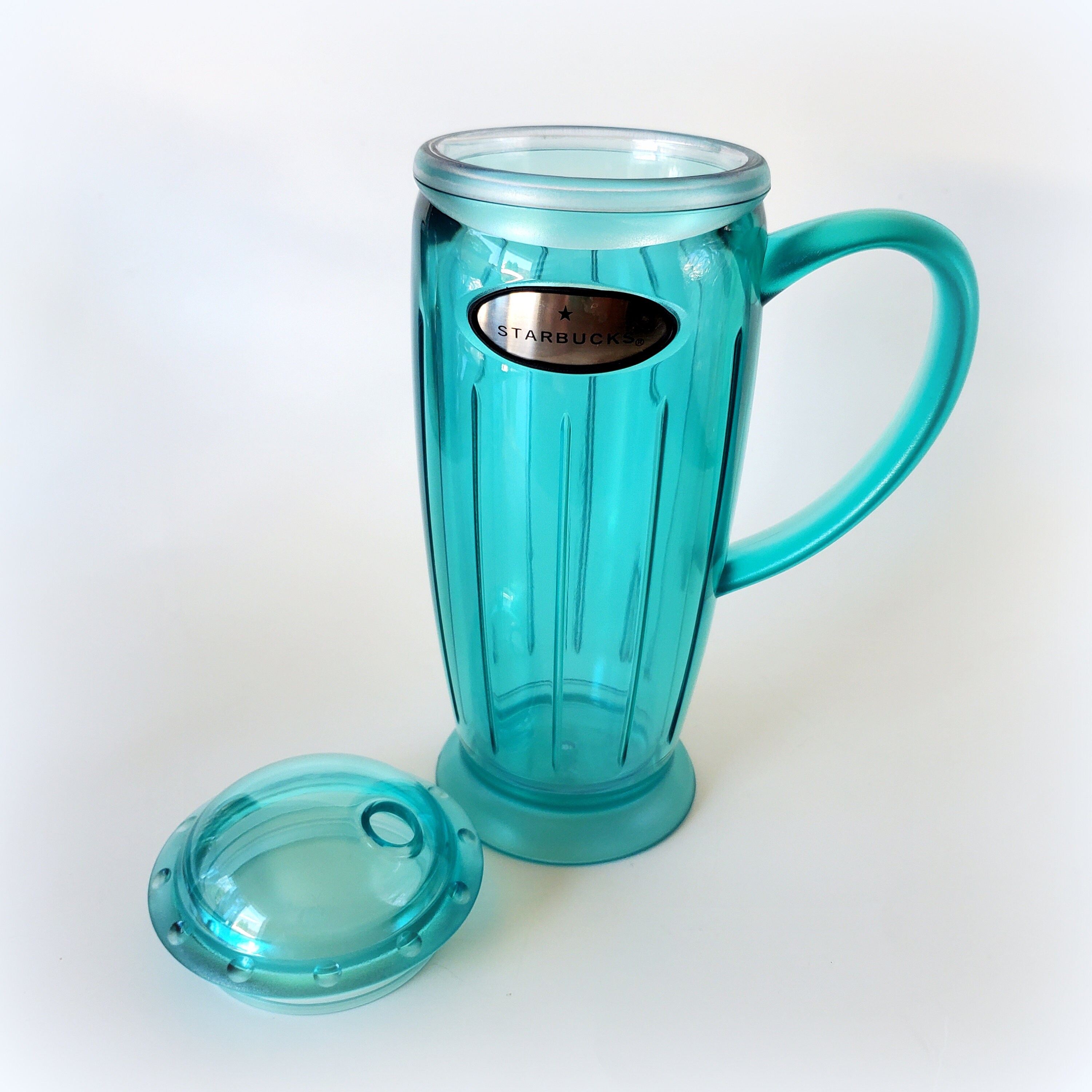 Vintage Starbucks 2001 Barista Summer Aqua Blue Plastic Rocket Tumbler ...