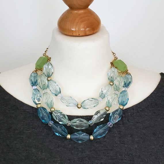 Vintage Colorful bib necklace,  Multistrand  stat… - image 5