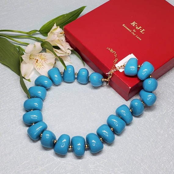 Vintage KJL jewelry blue necklace, Kenneth Jay La… - image 6