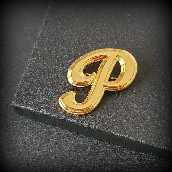 Letter P brooch monogram Initial Vintage Brooch p… - image 4