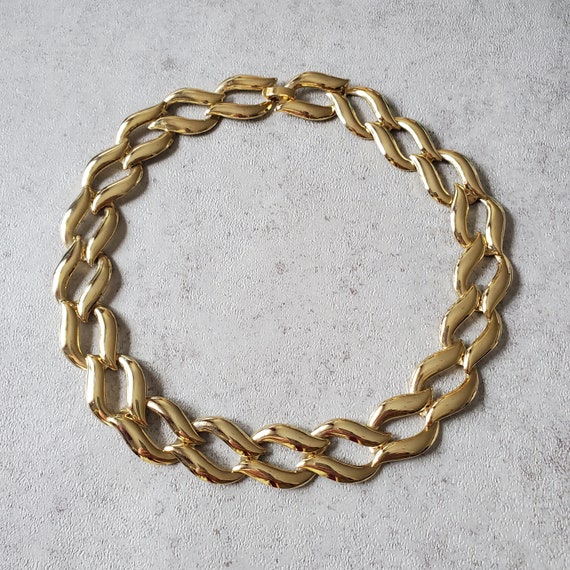 Vintage Gold chunky chain necklace, Brutalist ava… - image 6