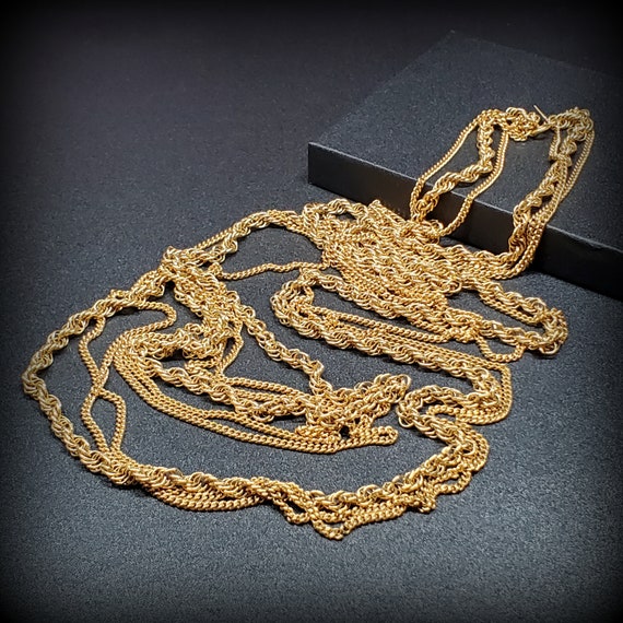 Vintage extra long layered chain necklace, Mult… Gem