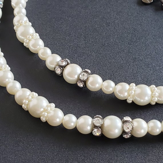 Vintage Givenchy faux pearl necklace, long white … - image 4