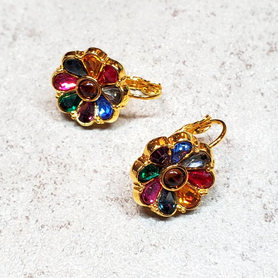 Joan Rivers jewelry, Rhinestone flower earrings c… - image 2