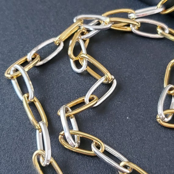 Vintage Napier silver gold chunky chain necklace, 37'… - Gem