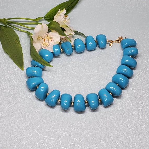 Vintage KJL jewelry blue necklace, Kenneth Jay La… - image 4