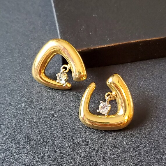 Vintage Extra large earrings statement silver gol… - image 3