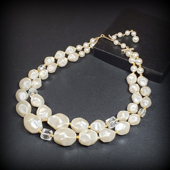 Vintage Japan pearl choker, Multi strand necklace… - image 2