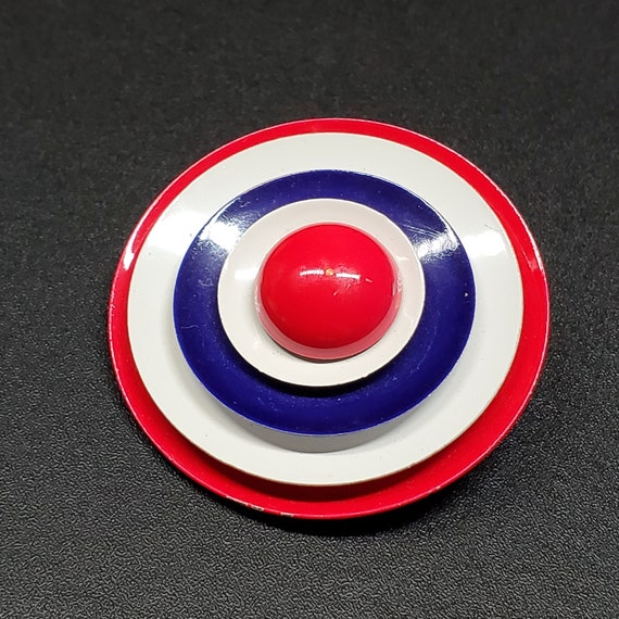 Vintage blue red white enamel patriotic round bro… - image 10