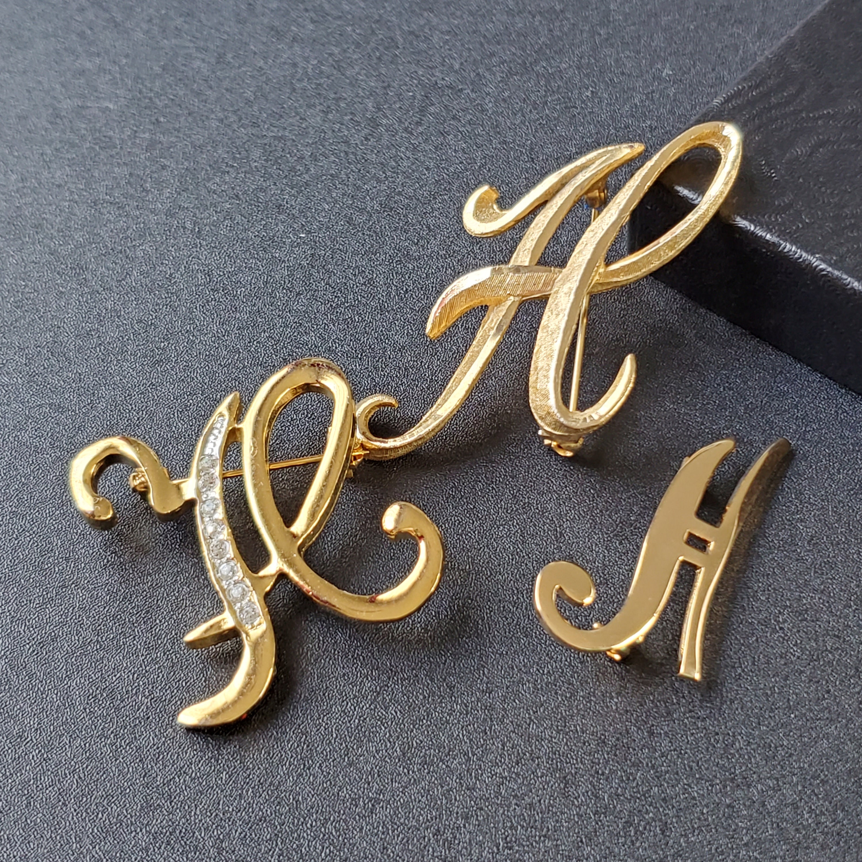 Vintage Letter monogram brooch initial Brooch pin Etsy