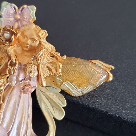 Kirks Folly brooch Large heart angel brooch pink … - image 8