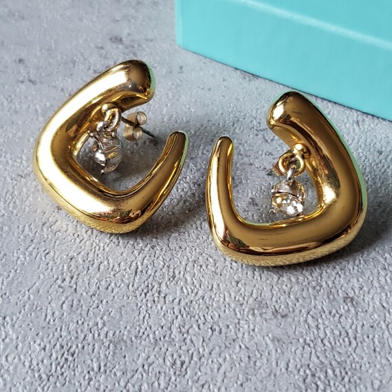 Vintage Extra large earrings statement silver gol… - image 7