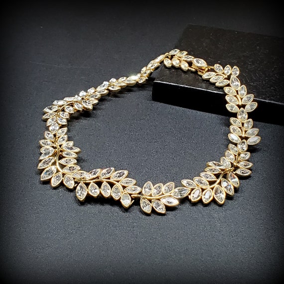 Vintage KJL jewelry, gold clear rhinestone neckla… - image 6