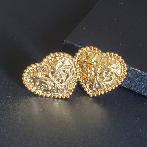 Vintage St. John clip on earrings, 1990s Chunky g… - image 3