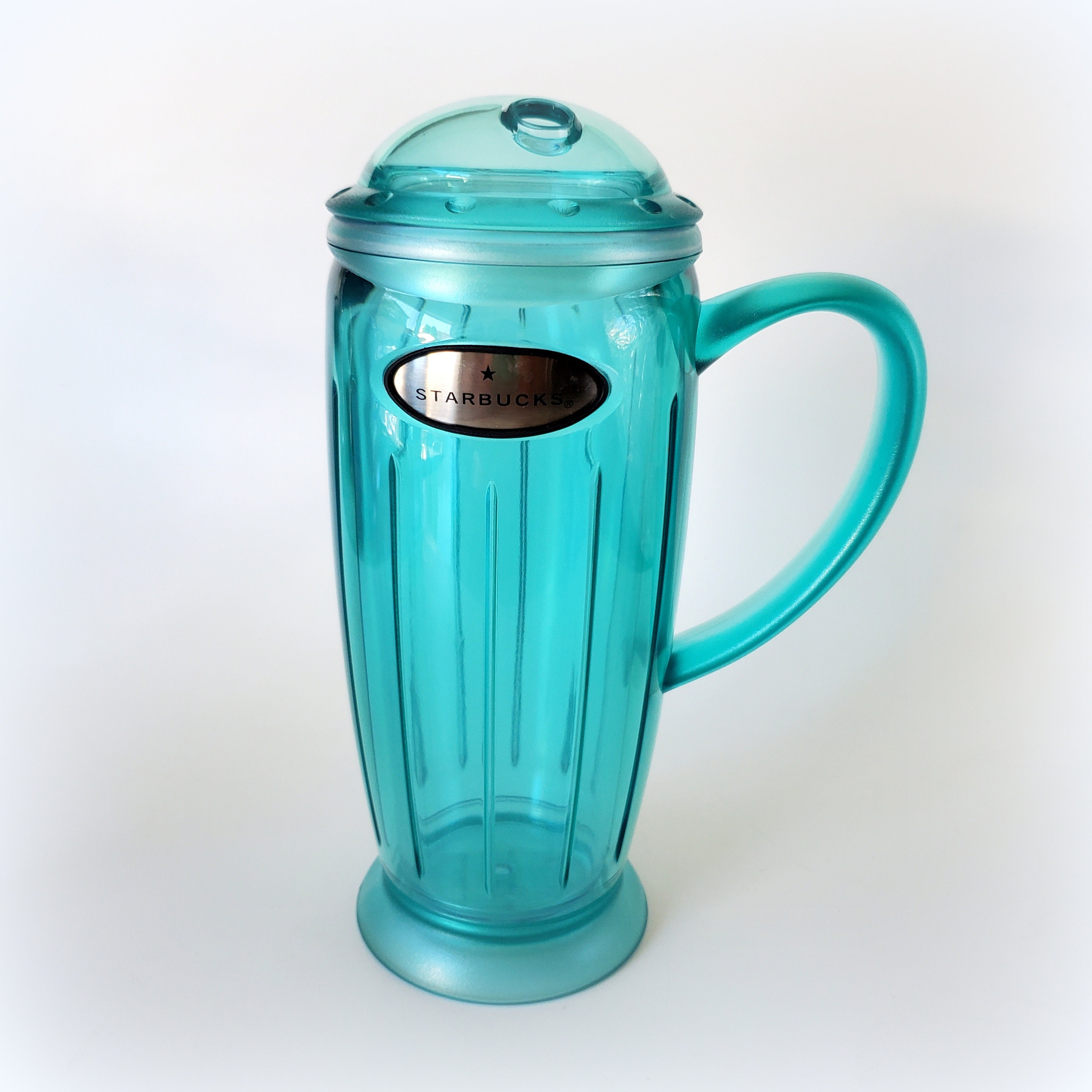 Vintage Starbucks 2001 Barista Summer Aqua Blue Plastic Rocket Tumbler ...
