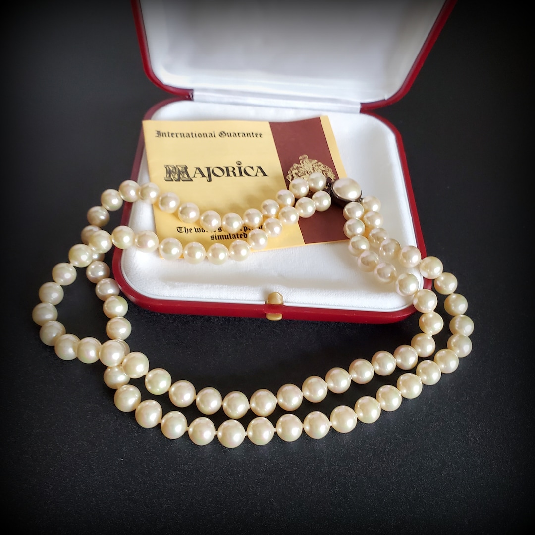 Vintage Majorica Pearl Necklace With Sterling Silver Clasp, Made in ...