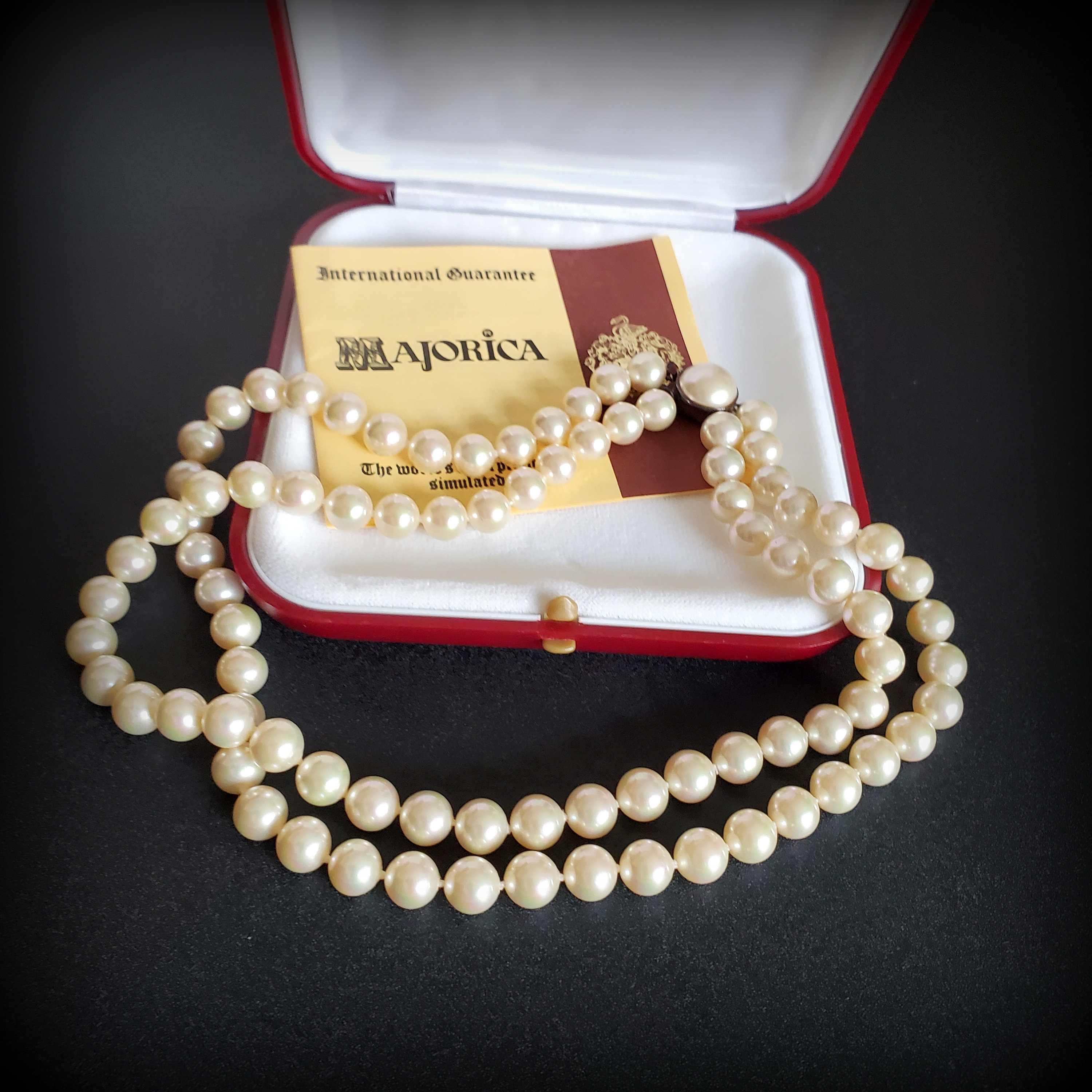 Silver pearl necklace Lilit with zircons 8mm 43cm | Majorica Pearls