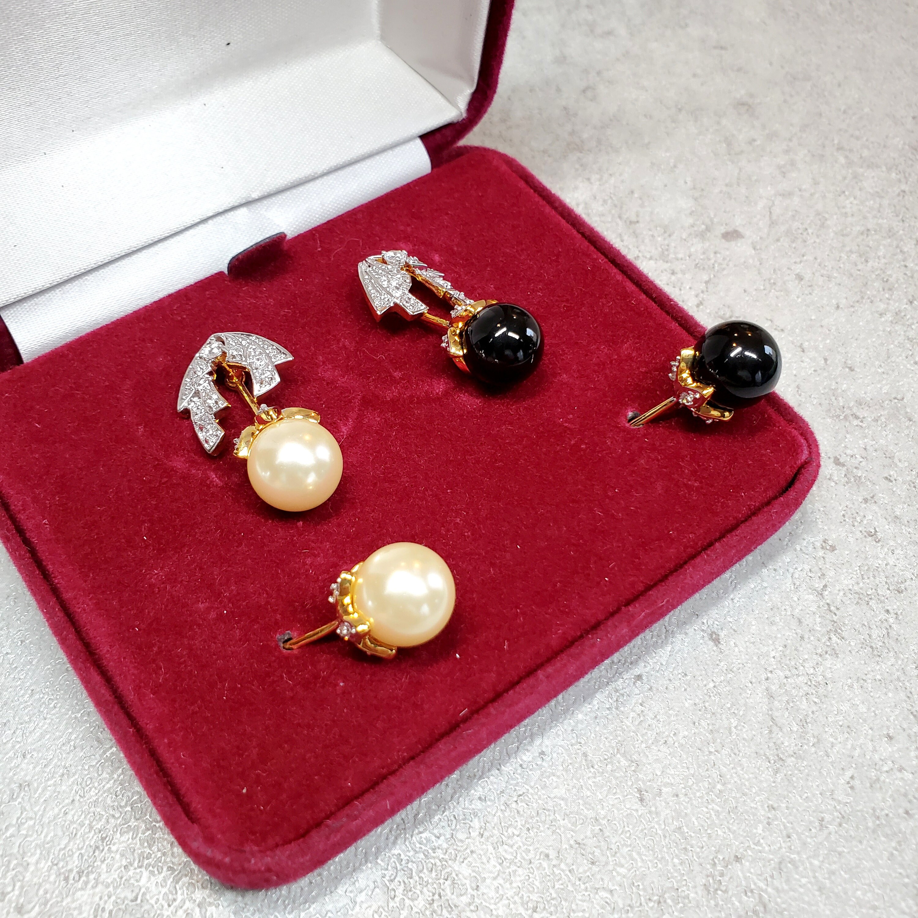 JBK jewelry Black and white pearl earrings Camrose and Kross Etsy