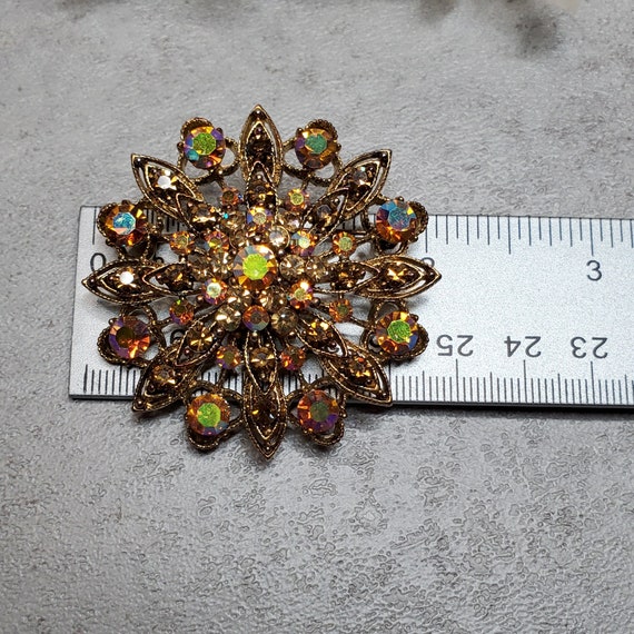 Broche Vintage Feuille Avec Cristaux Boréalis Argentée - Modèle Rétro #2218 | Occasion