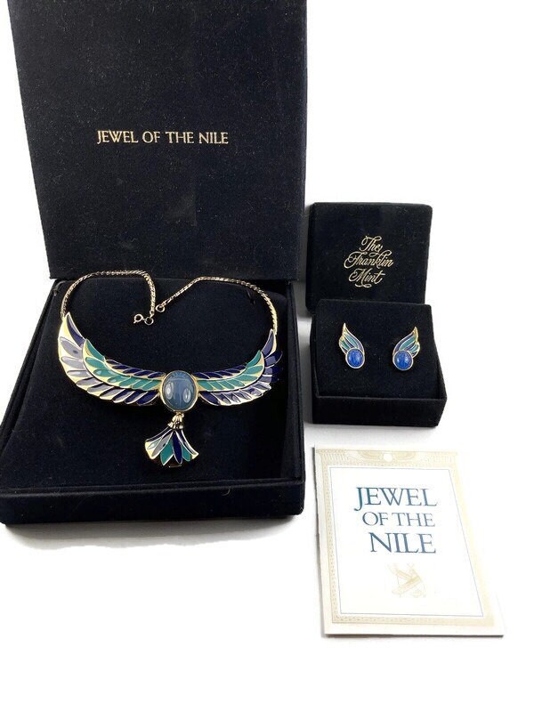 Bague Vintage Franklin Mint 'Jewel Of The Nile' - Style égyptien, Plaquée Or Sur Argent