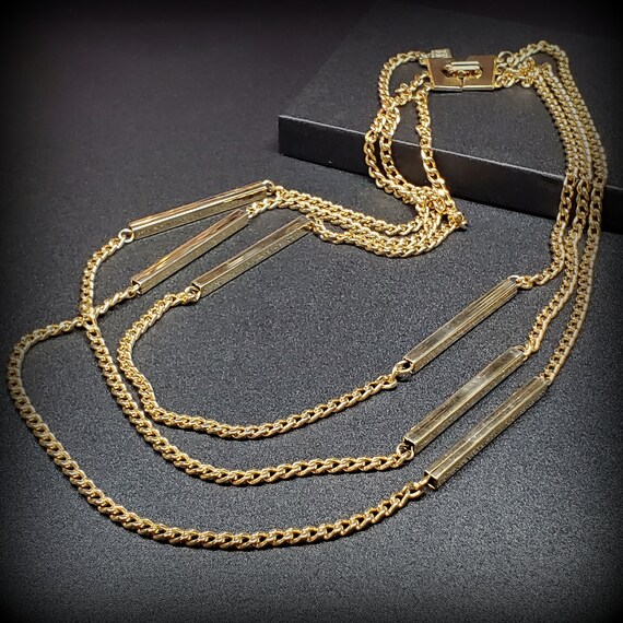 Vintage extra long layered chain necklace, Multi … - image 2