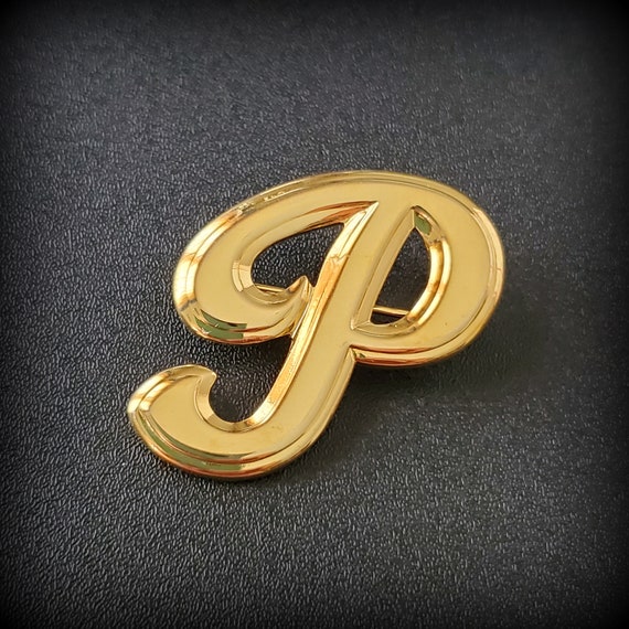 Letter P brooch monogram Initial Vintage Brooch p… - image 2