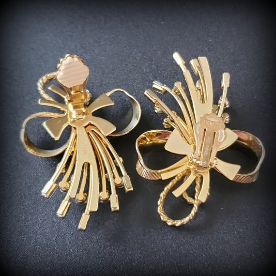 Vintage Sarah Coventry clip on earrings Bow rhine… - image 9