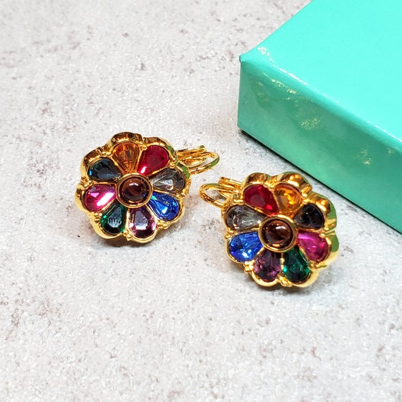 Joan Rivers jewelry, Rhinestone flower earrings co