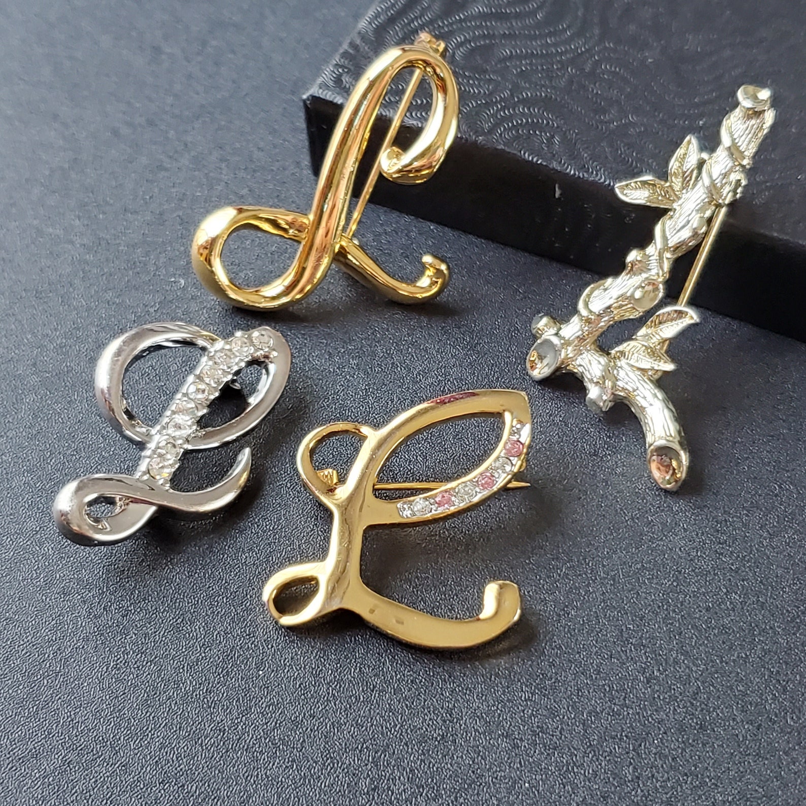 Vintage Letter L Brooch Pin Initial Monogram Brooch Etsy