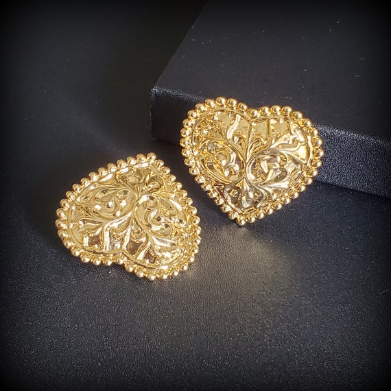 Vintage St. John clip on earrings, 1990s Chunky g… - image 8