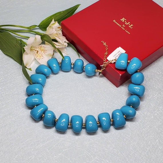Vintage KJL jewelry blue necklace, Kenneth Jay La… - image 8
