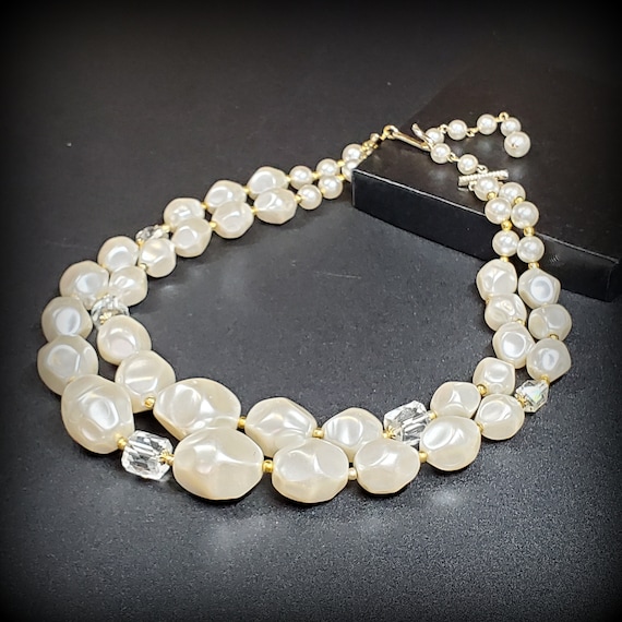 Vintage Japan pearl choker, Multi strand necklace… - image 1