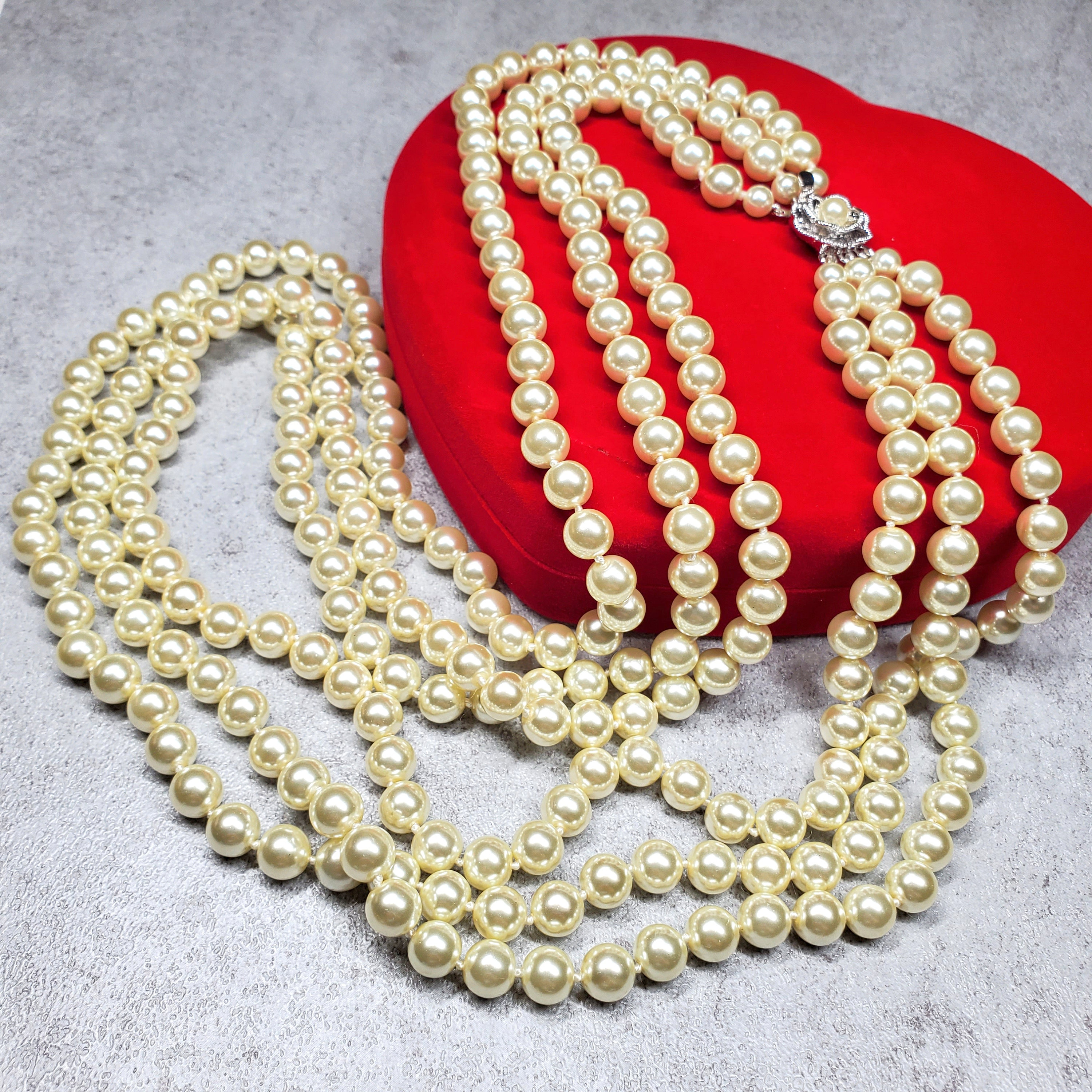 Vintage White Pearl Triple Strand JBK Pearl Necklace, Camrose